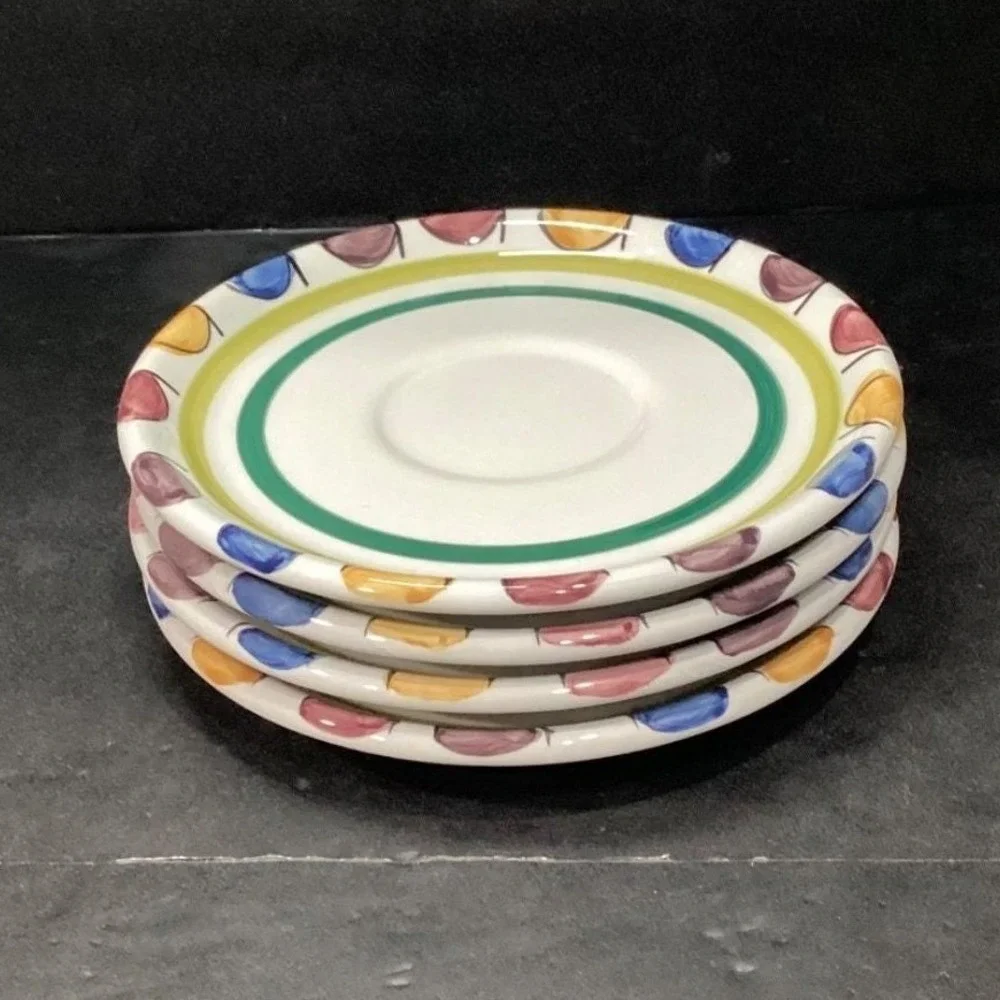 Mikasa Handcrafted Collection Salad Plates, Set of 4, Vtg Stoneware, Dinnerware